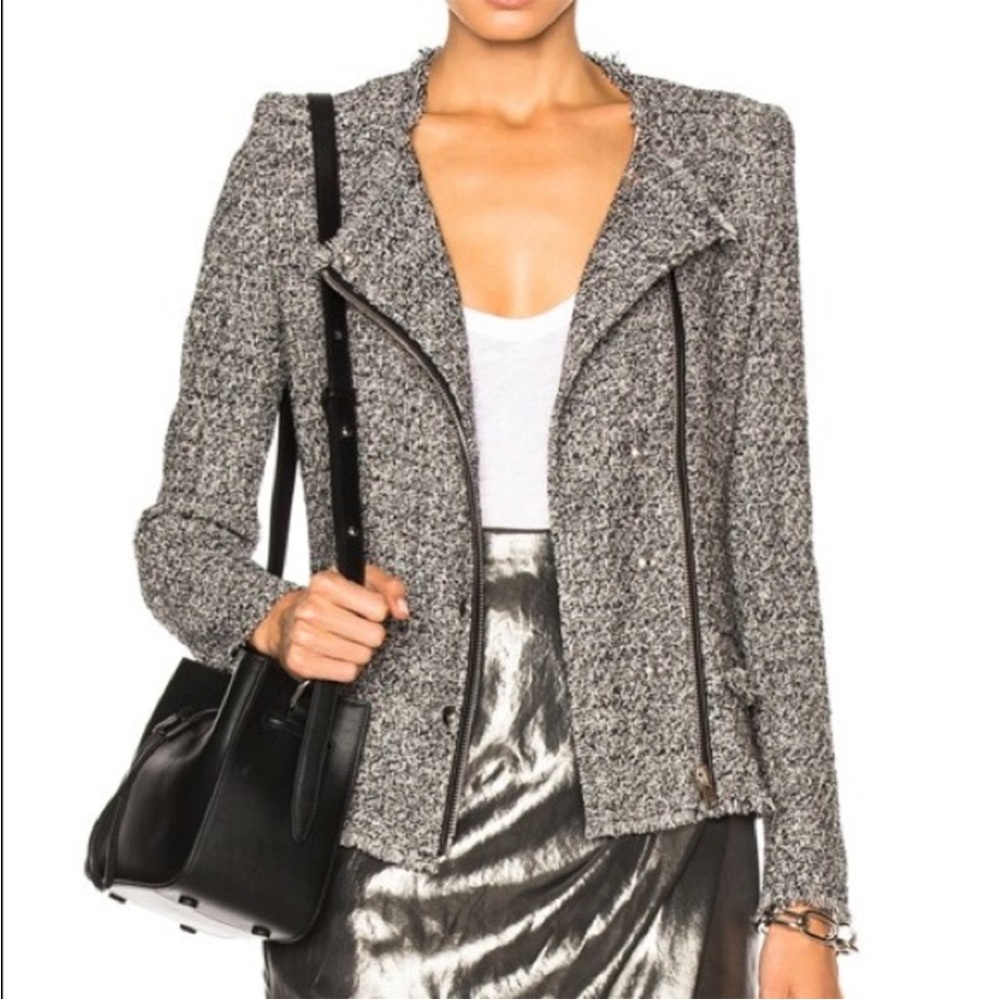 IRO Carlota Asymmetrical Zip Tweed Boucle Jacket sz. 8